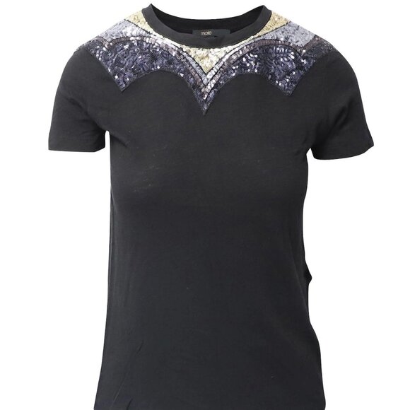 MAJE Tatillon sequin-embellished cotton-blend T-shirt - Picture 5 of 9